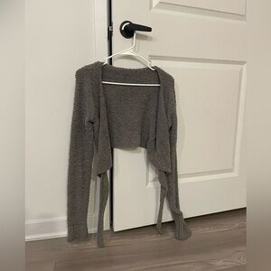 SKIMS Cozy Gray Cropped Women's Sweater Cardigan